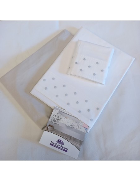 JUEGO SABANAS ALGODON TOPITOS LAS BURGAS